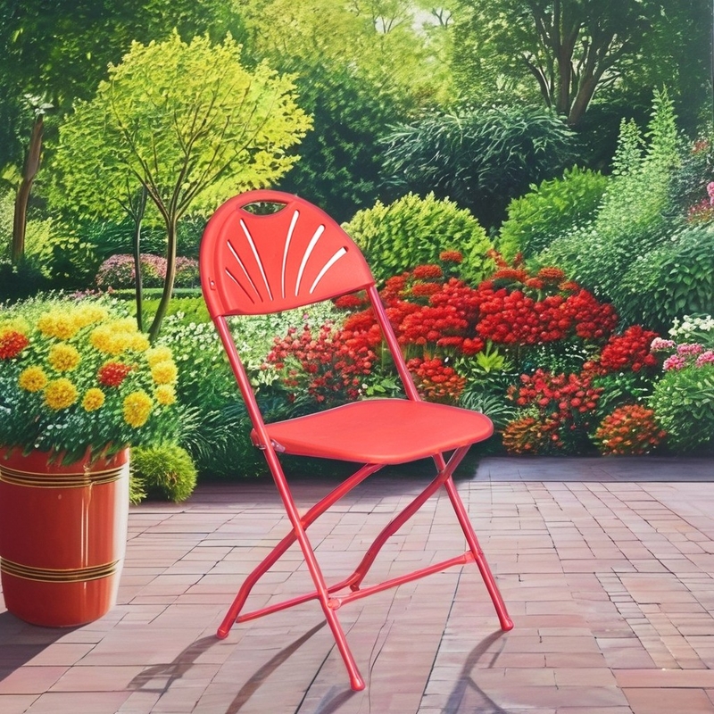 Siège en plastique blanc Siège pliable en métal empilable pour jardin en plein air Parcs de mariage