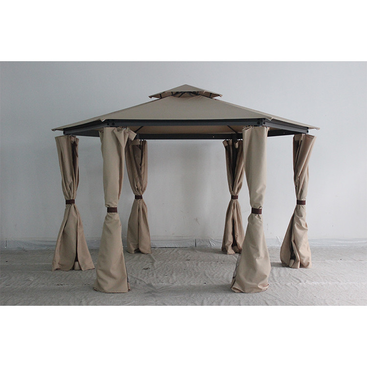 Gazebo rond en acier extérieur avec rideau et moustiquaire 217*54*21,5 cm