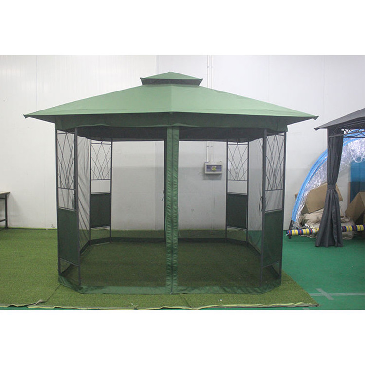 Gazebo en acier revêtu de PA pratique avec murs latéraux de rideau en maille et taille de l'emballage portable