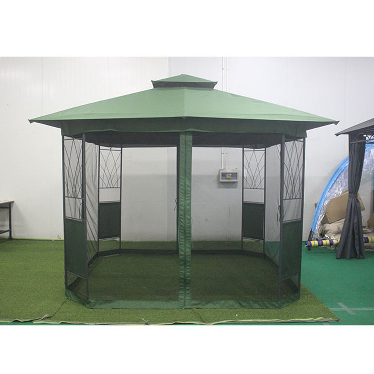 Gazebo extérieur étanche à l'eau avec murs latéraux de rideau fermé à glissière et cadre en acier à 2 niveaux 3*3M