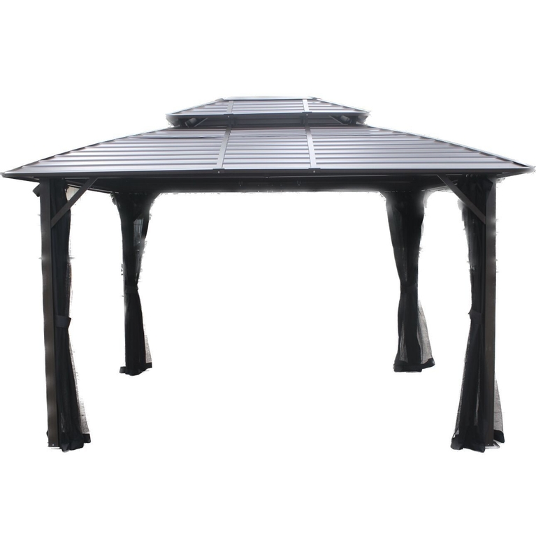 3X3.65X2.73M Pavillon extérieur métallique à double toit pour fournitures de jardinage avec arborets