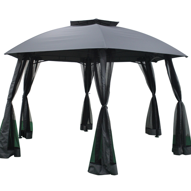 Transformez votre espace extérieur avec un gazebo en acier hexagonal personnalisé et fonctionnel