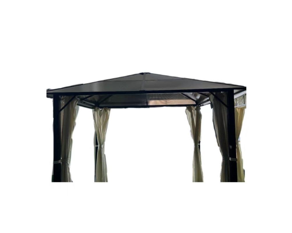 Jardin extérieur 3x3x2.6M Hard Top Gazebo avec plafond en PVC facile à assembler et robuste