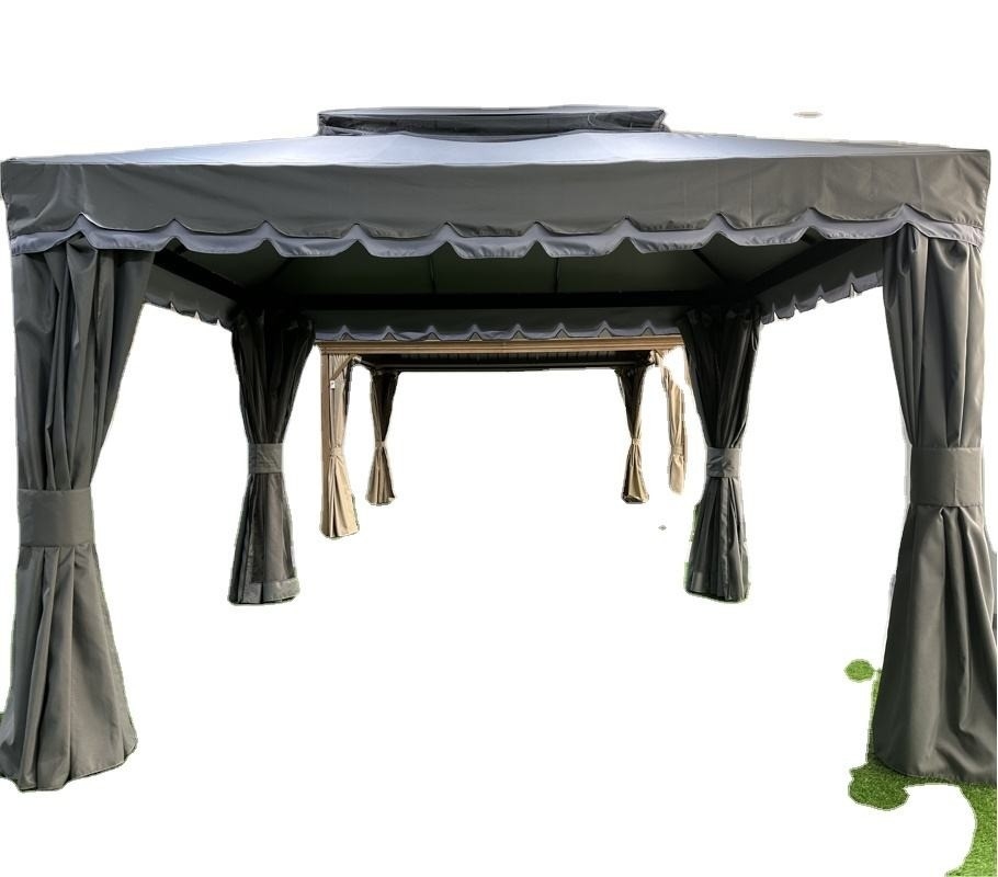 3X4X2.75M PVC et aluminium toiture douce Gazebo abri solaire pour jardin à double toit