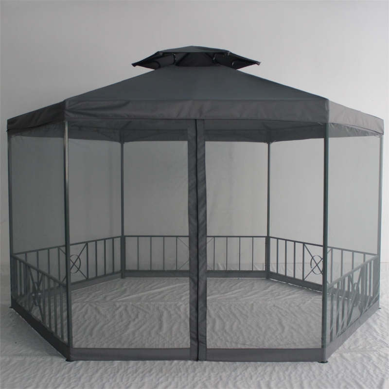 Pergola extérieure imperméable à l'eau au toit de jardin avec couleurs personnalisées Double toit hexagonal